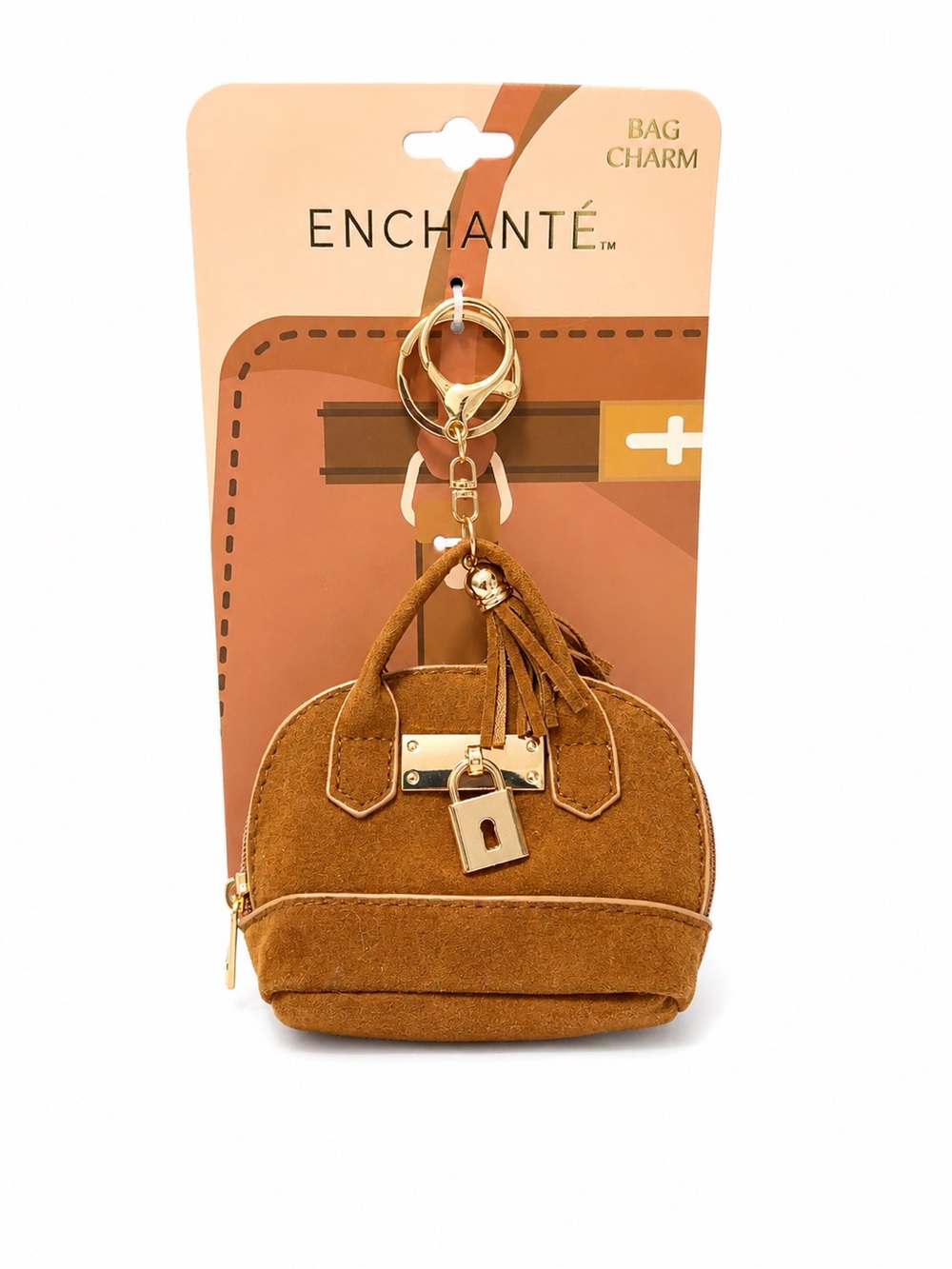 Enchante - Brown Suede Mini Purse Bag Charm Keychain